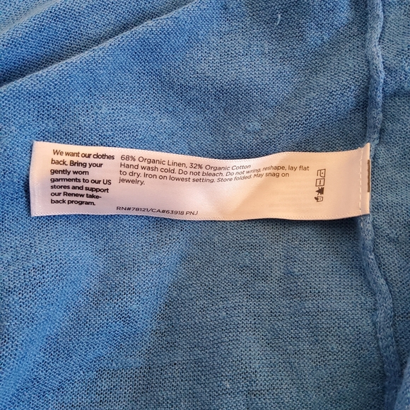 EILEEN FISHER Calypso Elbow Sleeve Pullover Top XXS Blue Organic Cotton Linen - Picture 6 of 6